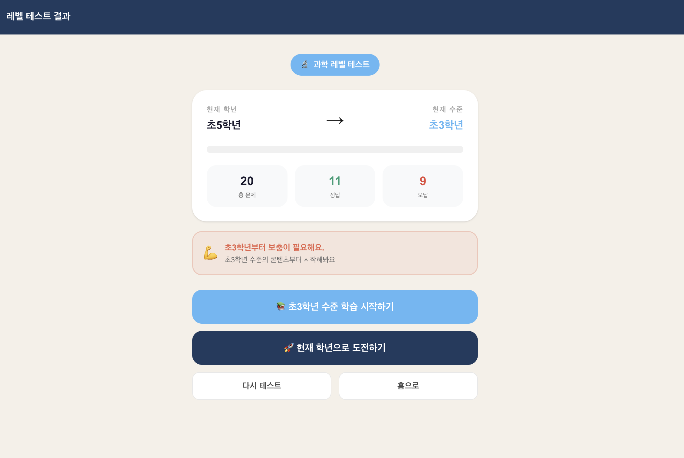 레벨테스트 결과